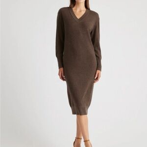 NINA LEONARDO Elegant Brown Knit Dress